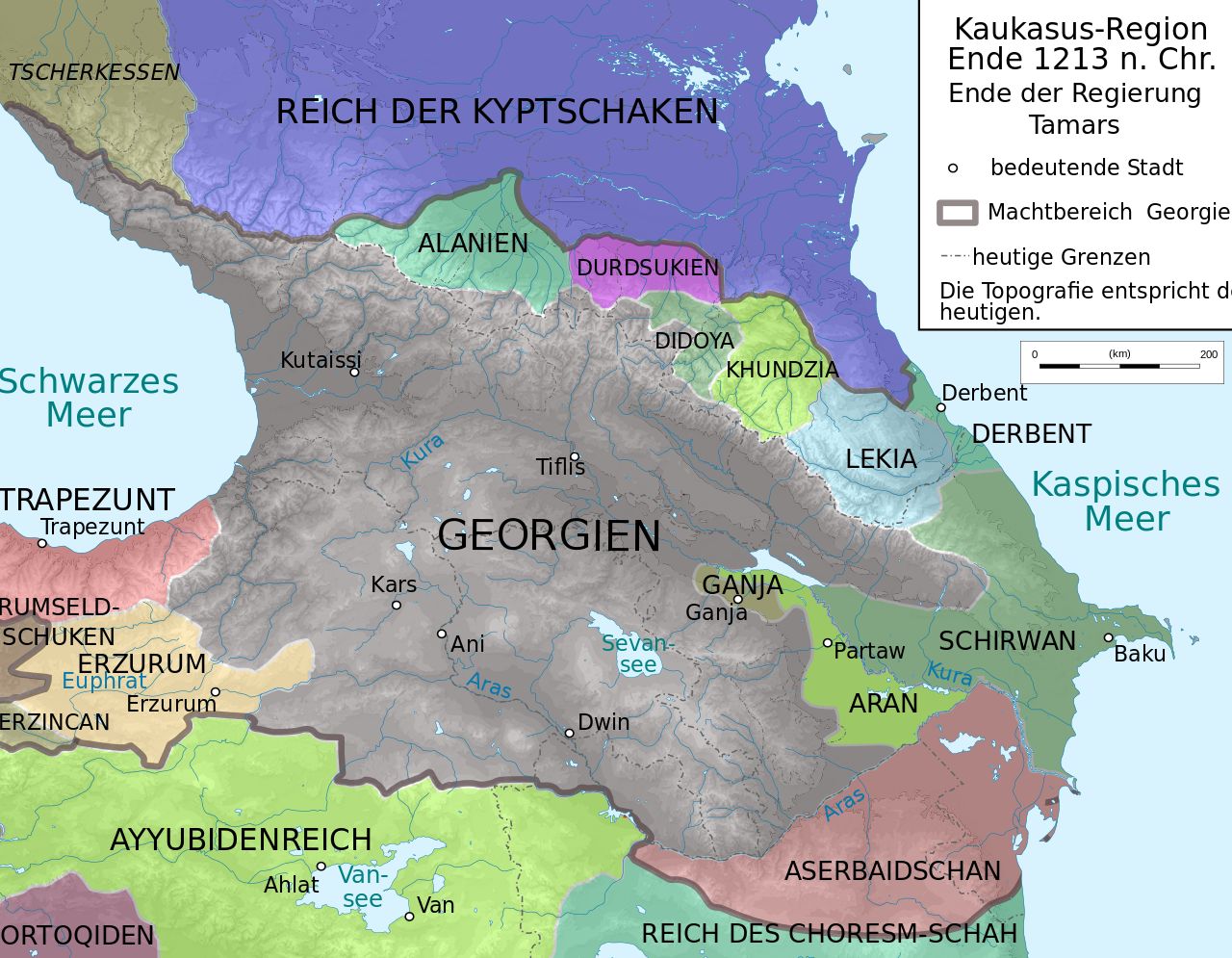 Карта Кавказа, 1213 г.