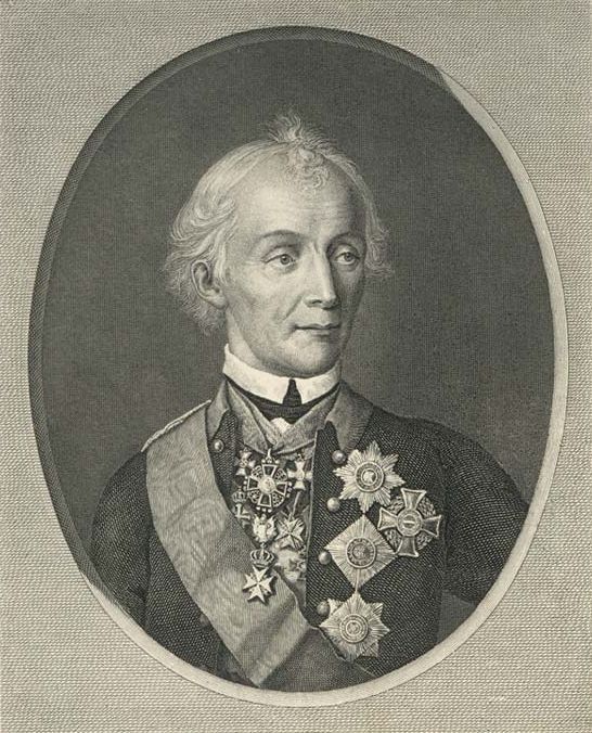 Н. И. Уткин. Портрет А. В. Суворова. 1818 г. Гравюра с портрета 1800 года.