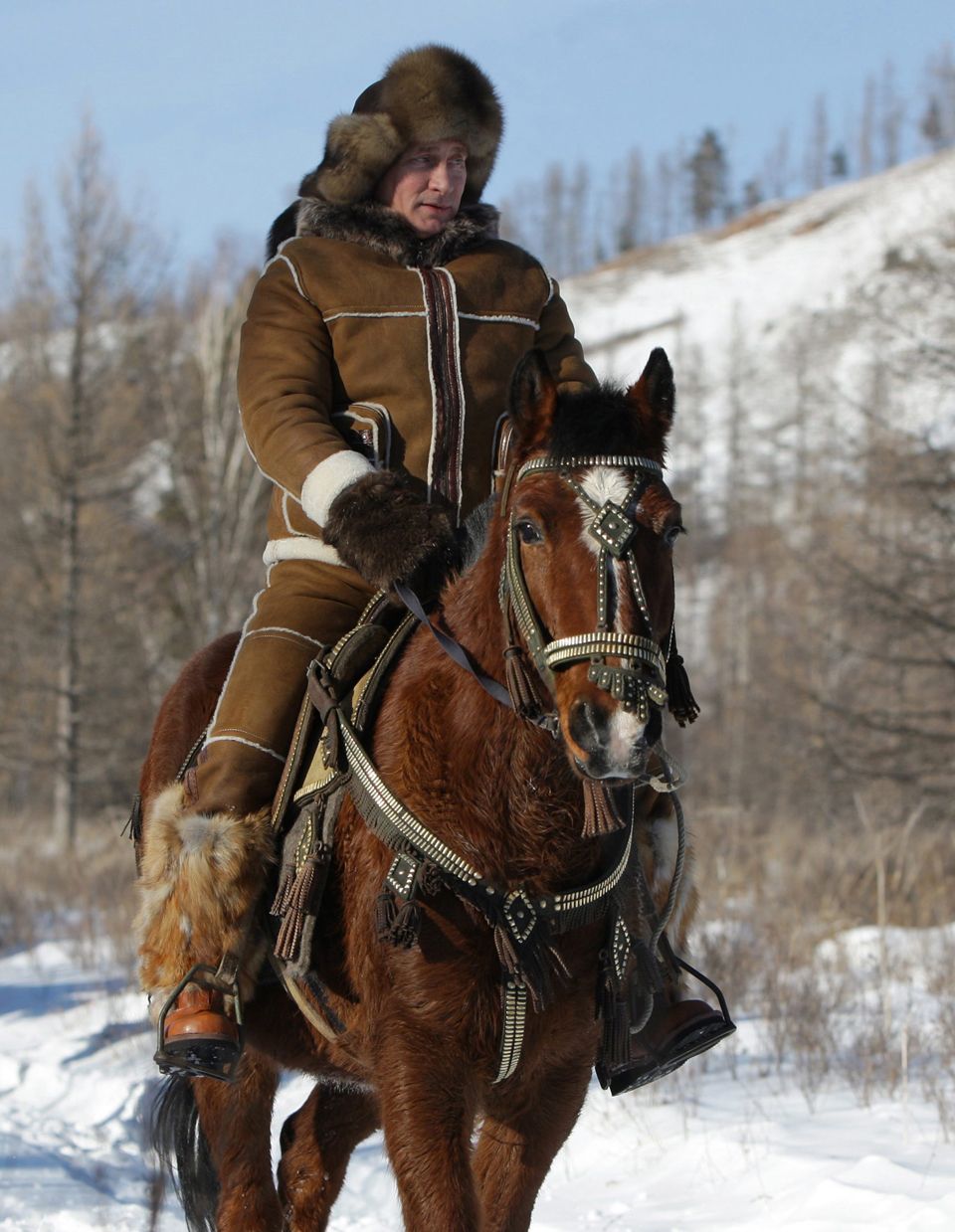 Владимир Путин на тувинской лошади