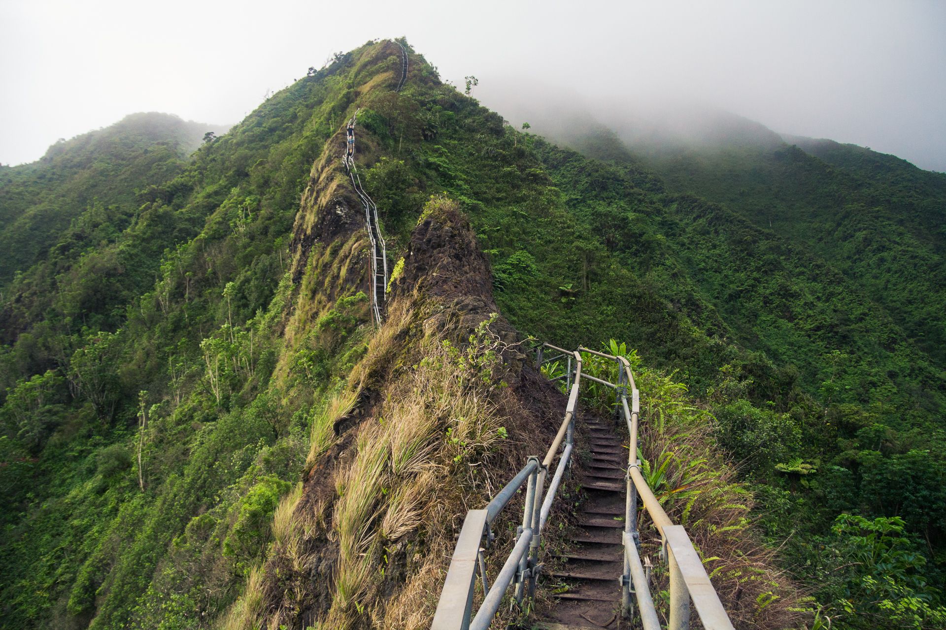 Экстремальная лестница в небо. Остров Оаху (Гавайи)