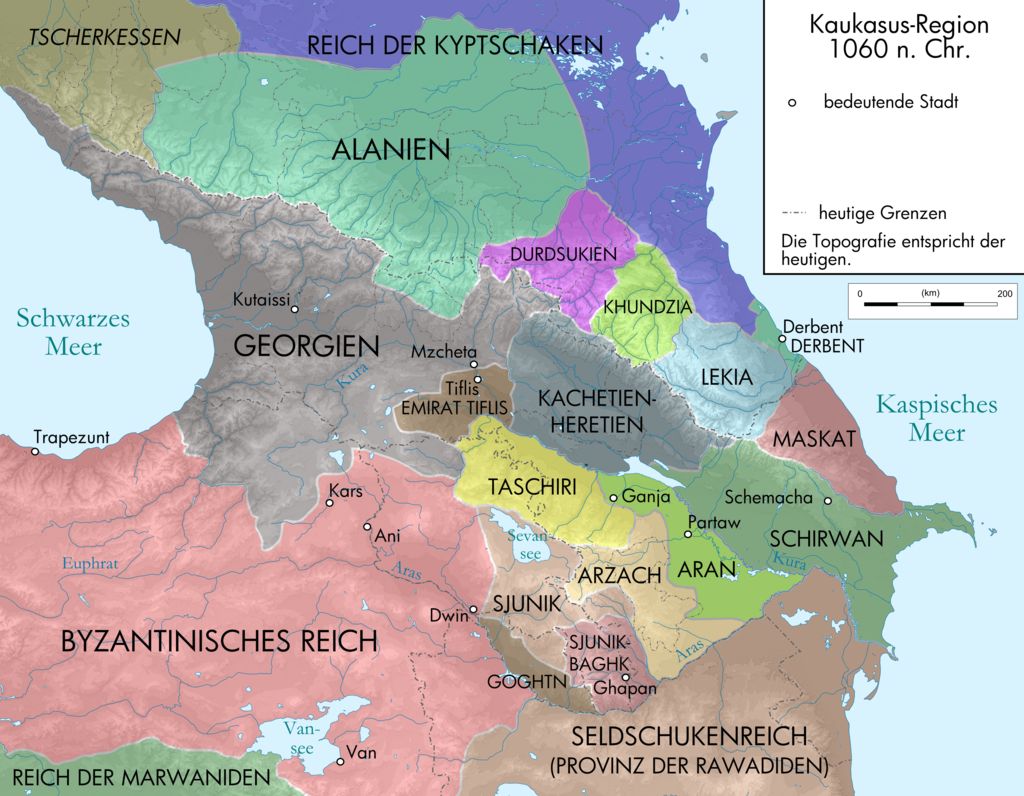 Карта Кавказа, 11 век. Фото: wikiwand.com