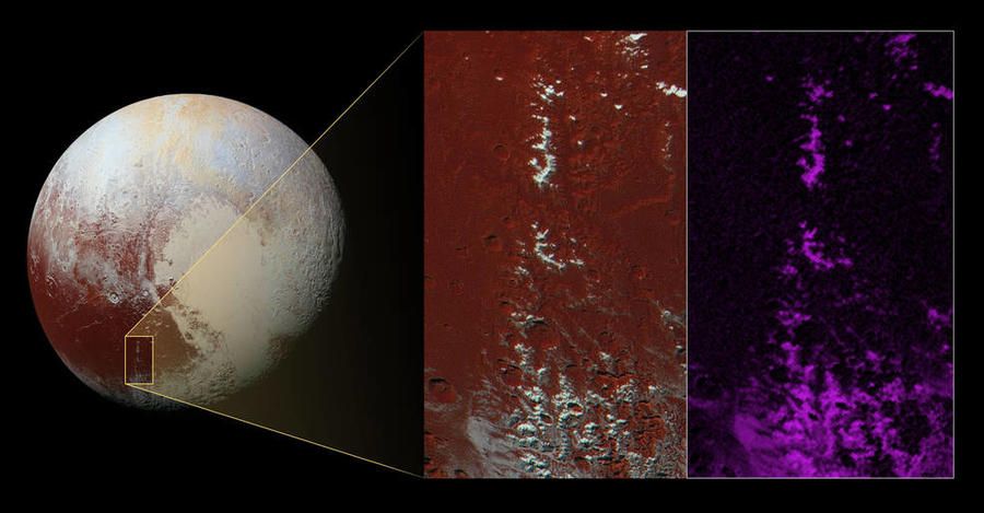На Плутоне обнаружены горы, покрытые снегом из метана