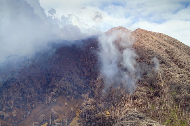 Ученые засняли извержение вулкана в инфракрасном свете